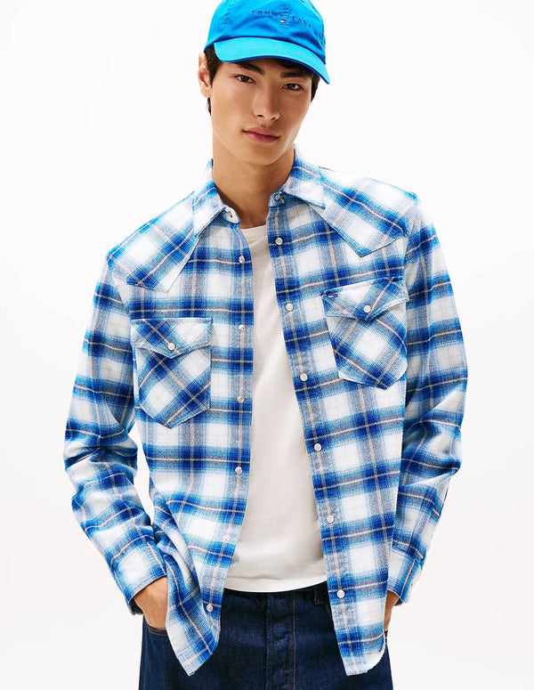 Camisa Tommy Jeans Wenster de Cuadros Azul Hombre