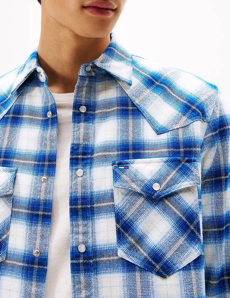 Camisa Tommy Jeans Wenster de Cuadros Azul Hombre