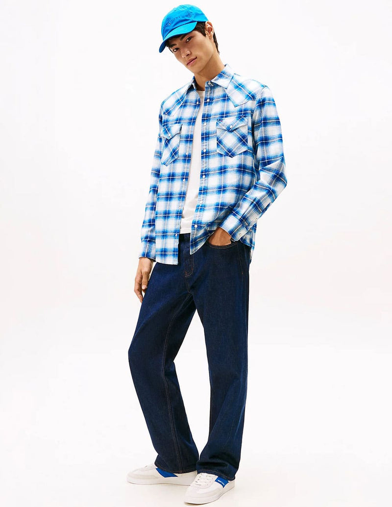 Camisa Tommy Jeans Wenster de Cuadros Azul Hombre