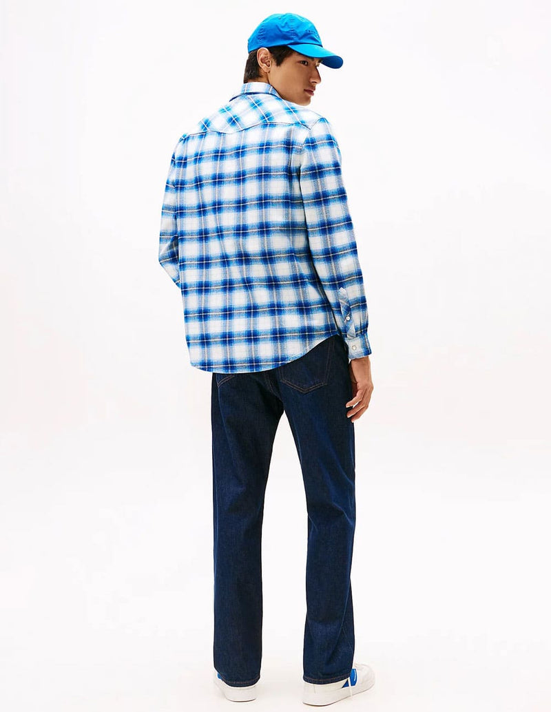 Camisa Tommy Jeans Wenster de Cuadros Azul Hombre