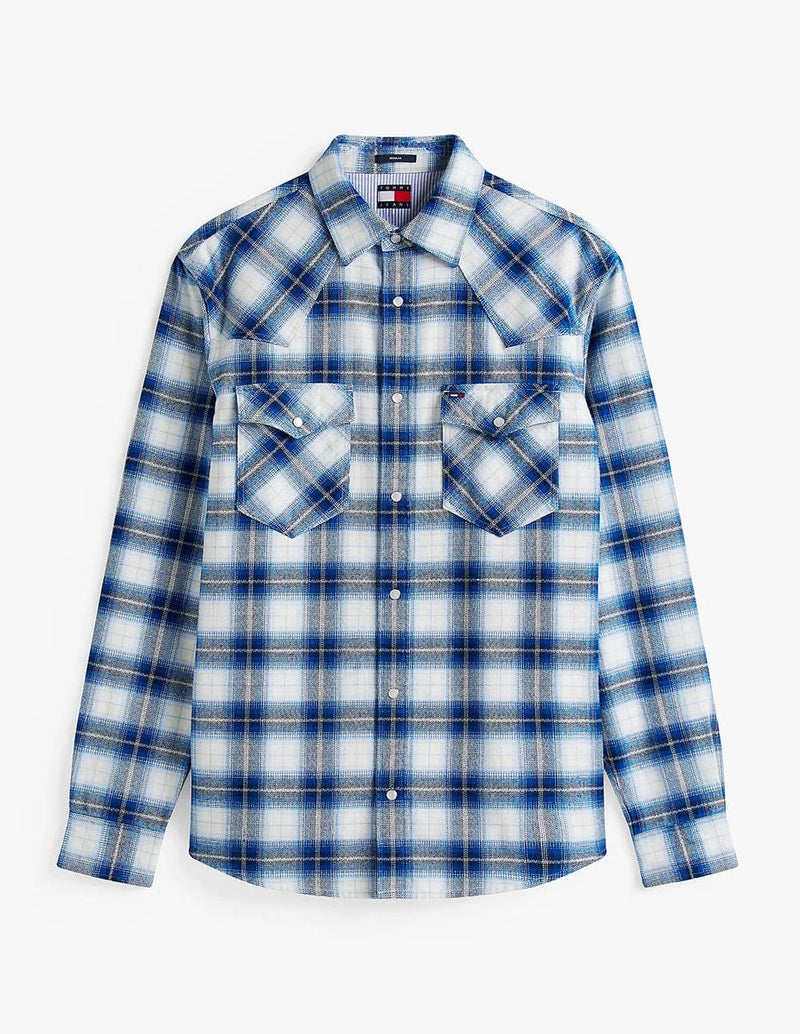 Camisa Tommy Jeans Wenster de Cuadros Azul Hombre