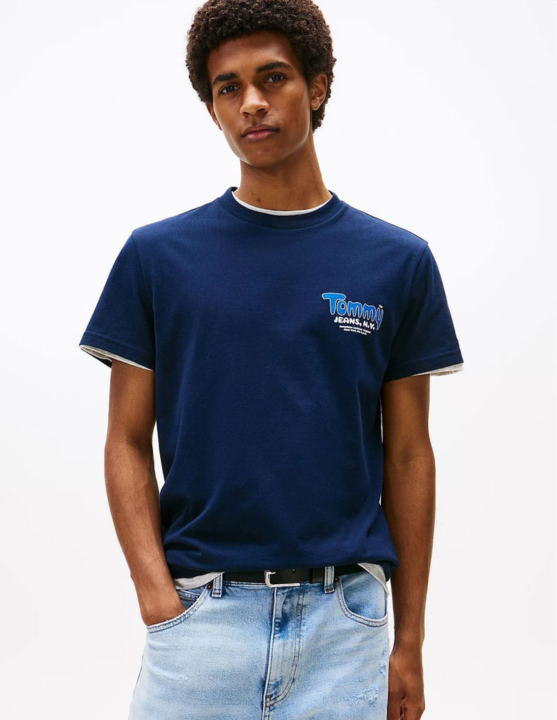 Camiseta Tommy Jeans con Logo Azul Marino Hombre
