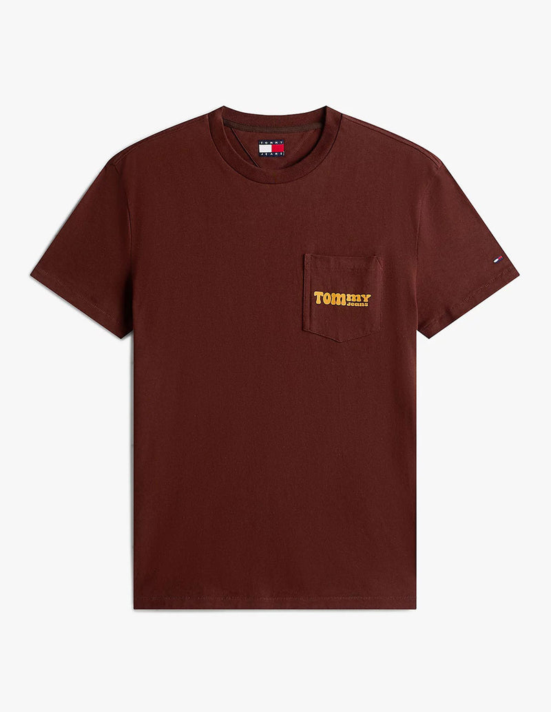 Camiseta Tommy Jeans con Logo Marrón Hombre