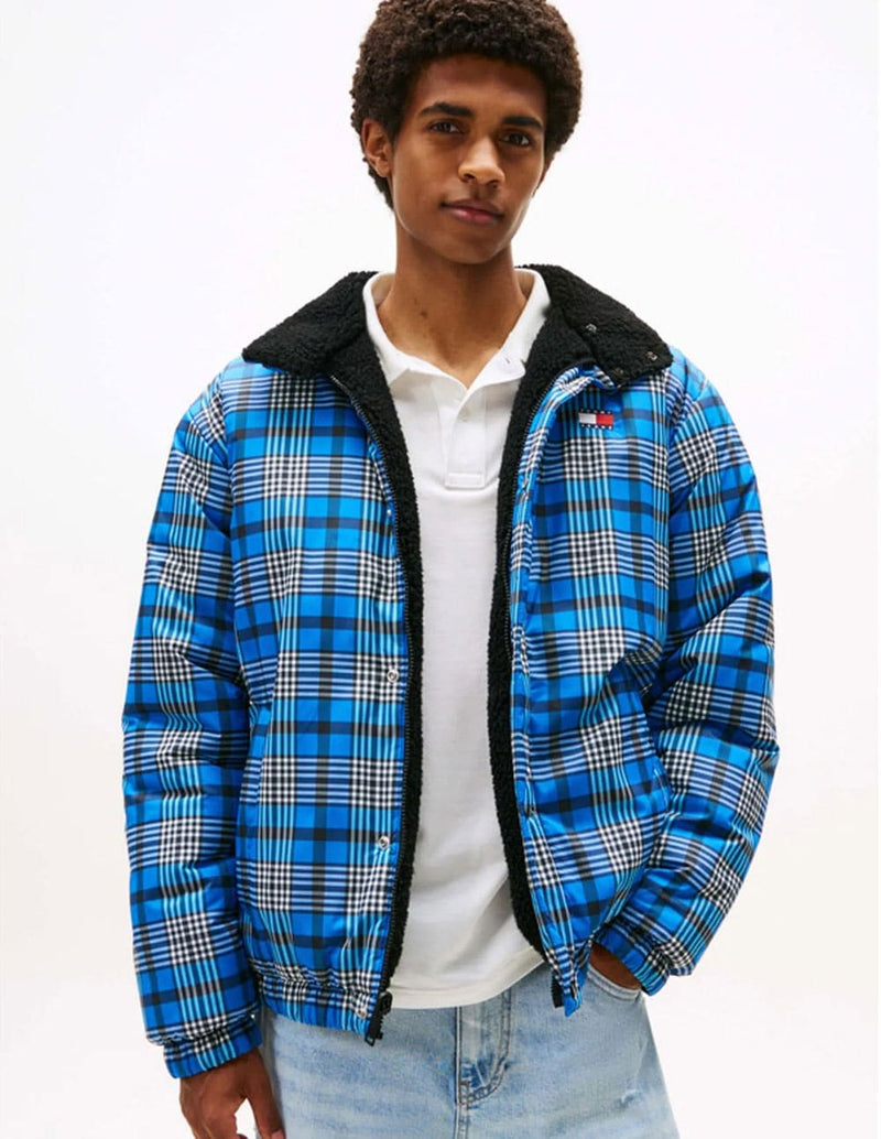 Chaqueta Tommy Jeans Reversible Teddy Relaxed Azul y Negra Hombre