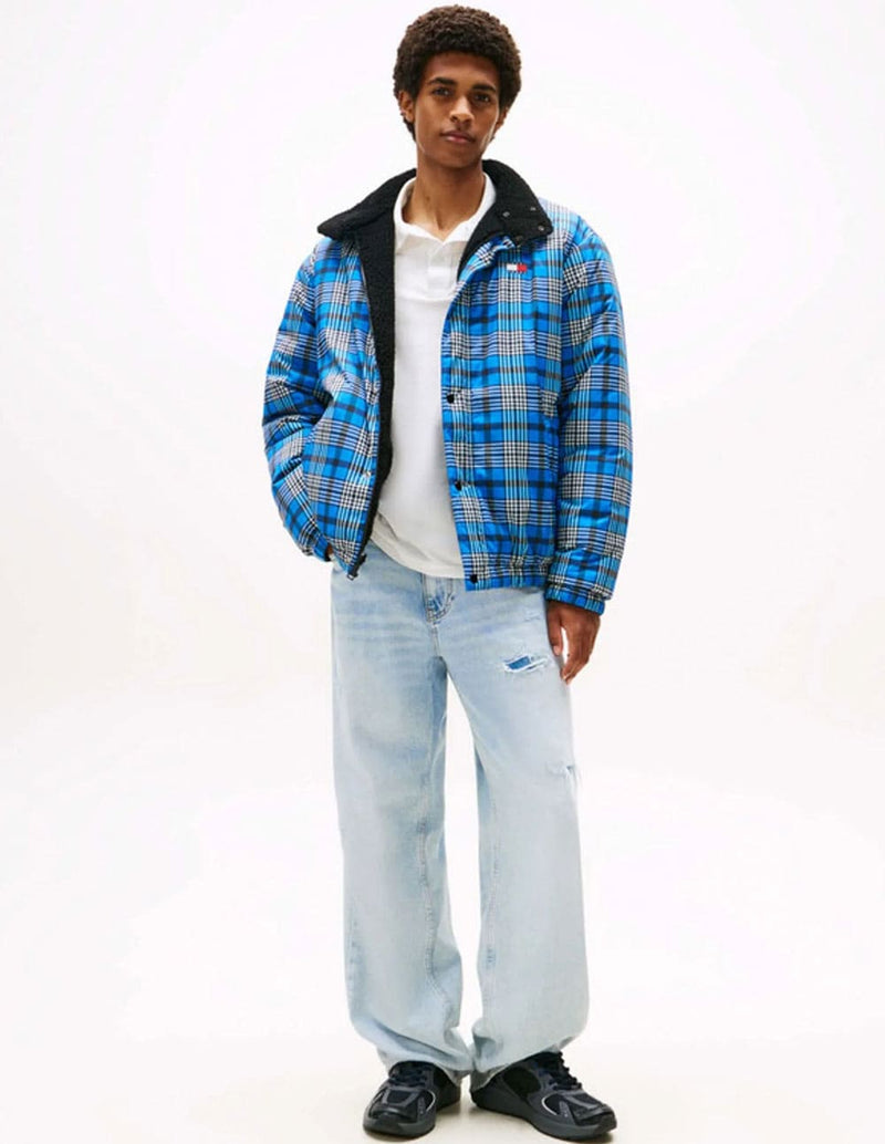 Chaqueta Tommy Jeans Reversible Teddy Relaxed Azul y Negra Hombre