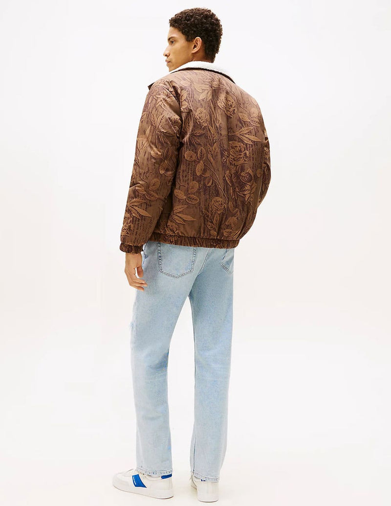 Chaqueta Tommy Jeans Reversible Teddy Relaxed Marrón y Blanca Hombre