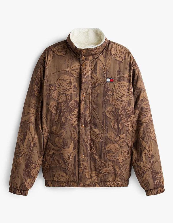 Chaqueta Tommy Jeans Reversible Teddy Relaxed Marrón y Blanca Hombre