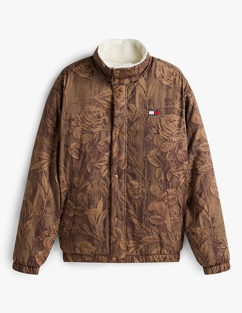 Chaqueta Tommy Jeans Reversible Teddy Relaxed Marrón y Blanca Hombre