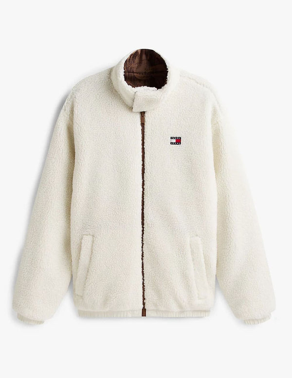 Chaqueta Tommy Jeans Reversible Teddy Relaxed Marrón y Blanca Hombre
