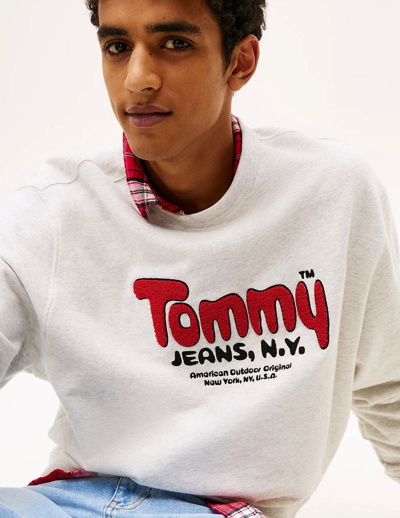 Sudadera Tommy Jeans con Logo de Rizo Gris Hombre