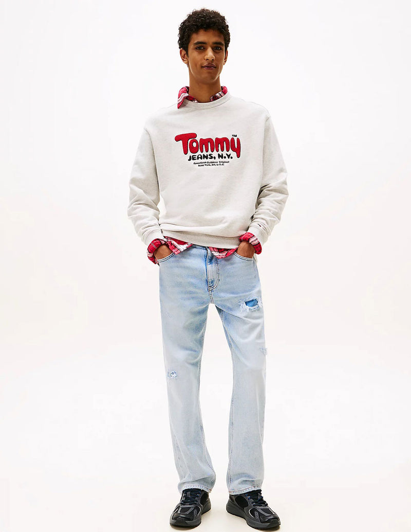 Sudadera Tommy Jeans con Logo de Rizo Gris Hombre