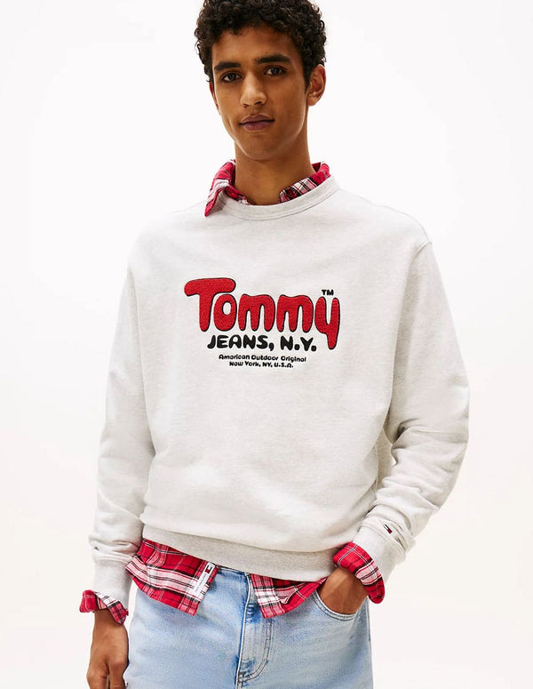 Sudadera Tommy Jeans con Logo de Rizo Gris Hombre