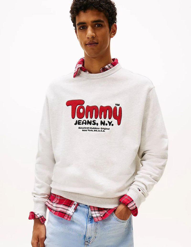 Sudadera Tommy Jeans con Logo de Rizo Gris Hombre