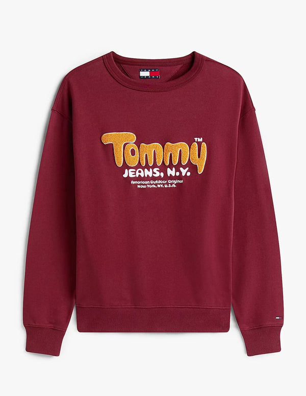 Sudadera Tommy Jeans con Logo de Rizo Burdeos Hombre