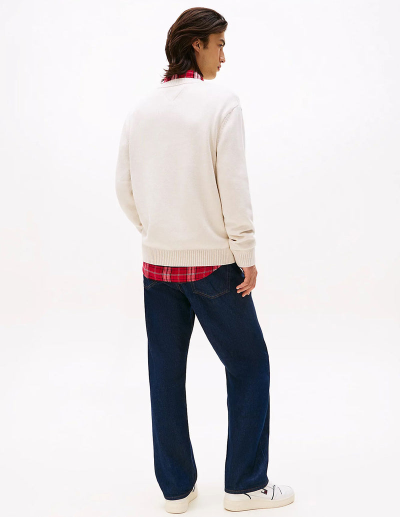 Jersey Tommy Jeans Logo Patch Beige Hombre