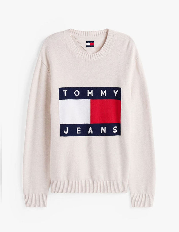 Jersey Tommy Jeans Logo Patch Beige Hombre