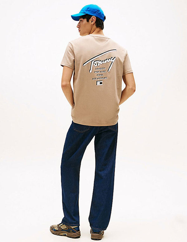 Camiseta Tommy Jeans Sign Ciity Beige Hombre