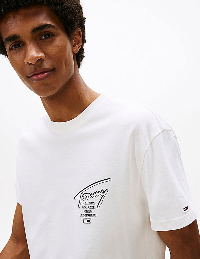 Camiseta Tommy Jeans Sign Ciity Blanca Hombre