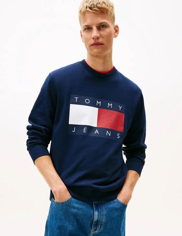 Sudadera Tommy Jeans con Logo Azul Hombre