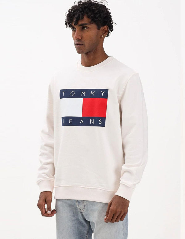 Sudadera Tommy Jeans con Logo Blanca Hombre