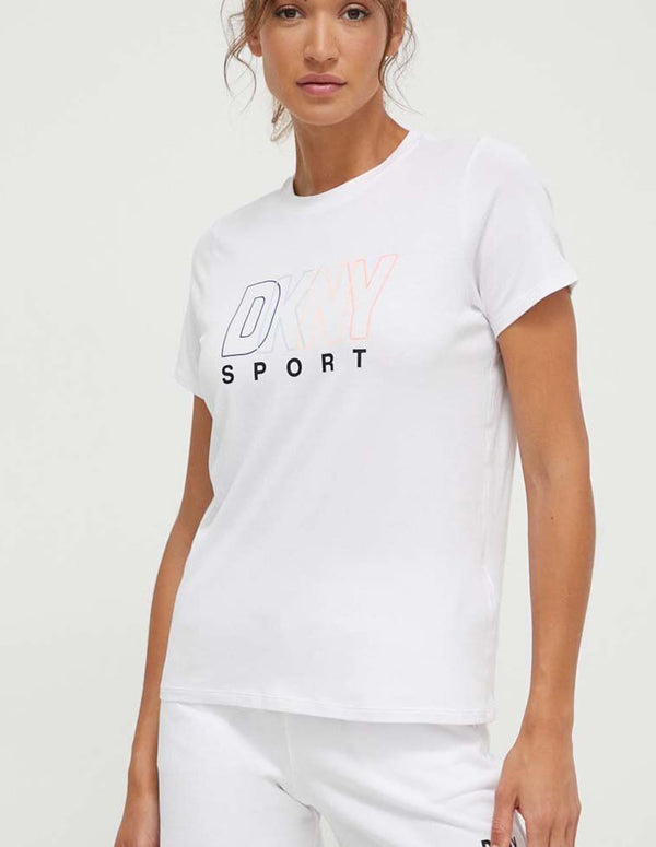 Camiseta Donna Karan Outline Logo Blanca Mujer