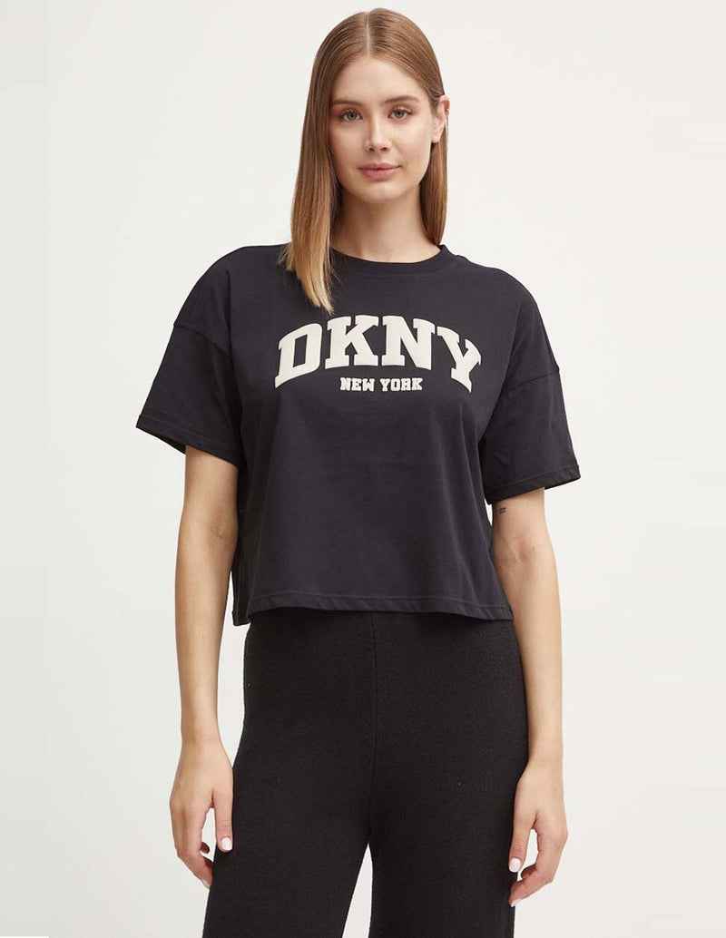 Camiseta Donna Karan con Logo Negra Mujer