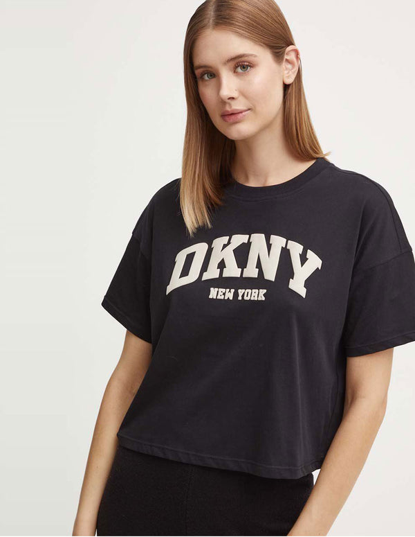 Camiseta Donna Karan con Logo Negra Mujer