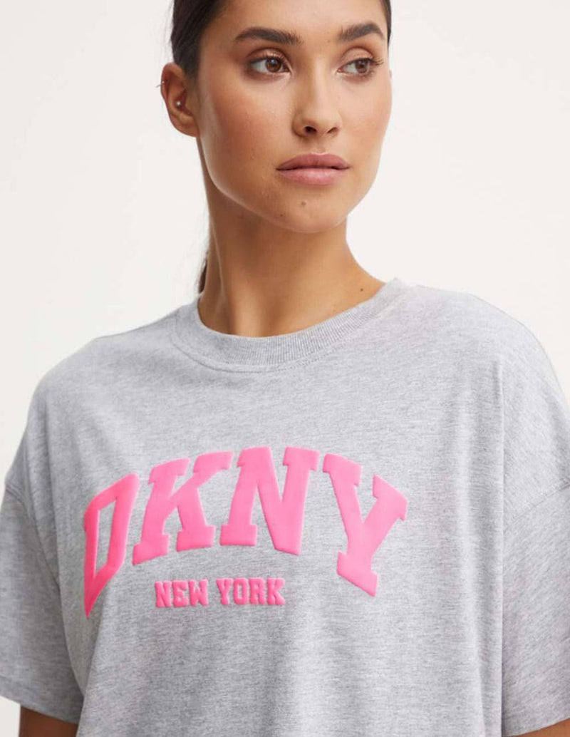 Camiseta Donna Karan con Logo Gris Mujer