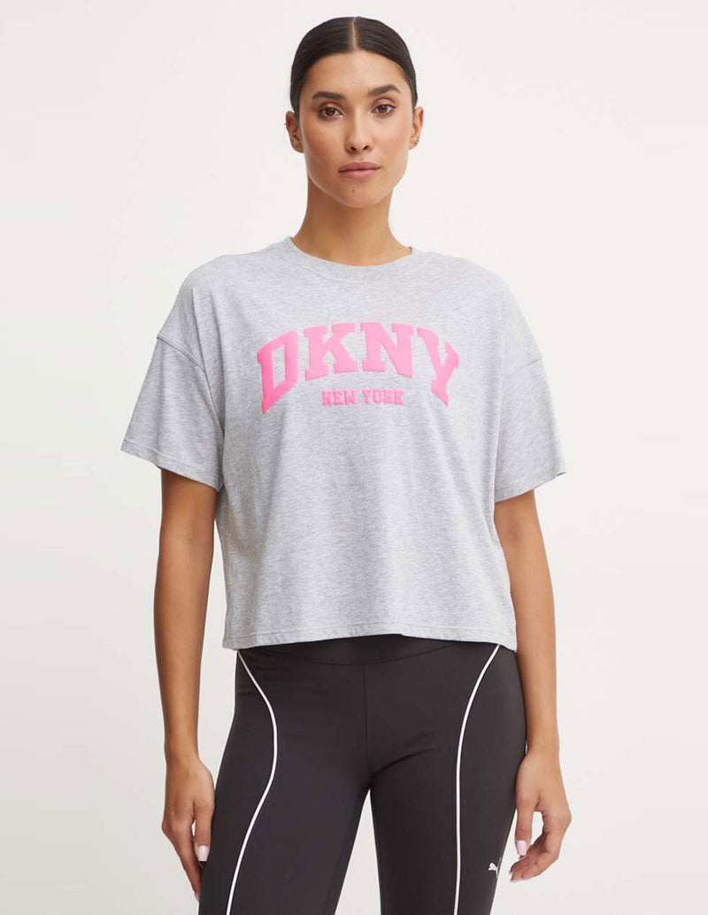 Camiseta Donna Karan con Logo Gris Mujer