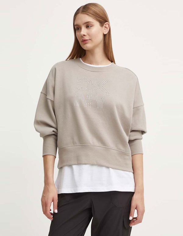 Sudadera Donna Karan con Logo Beige Mujer