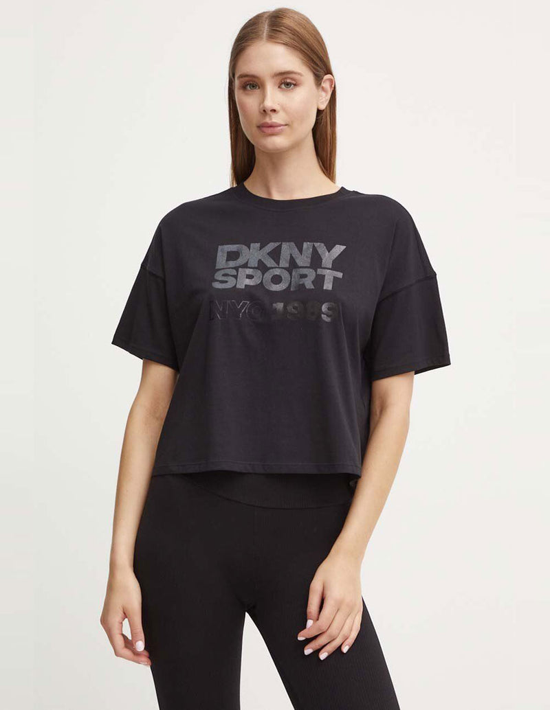 Camiseta Donna Karan con Logo Negra Mujer