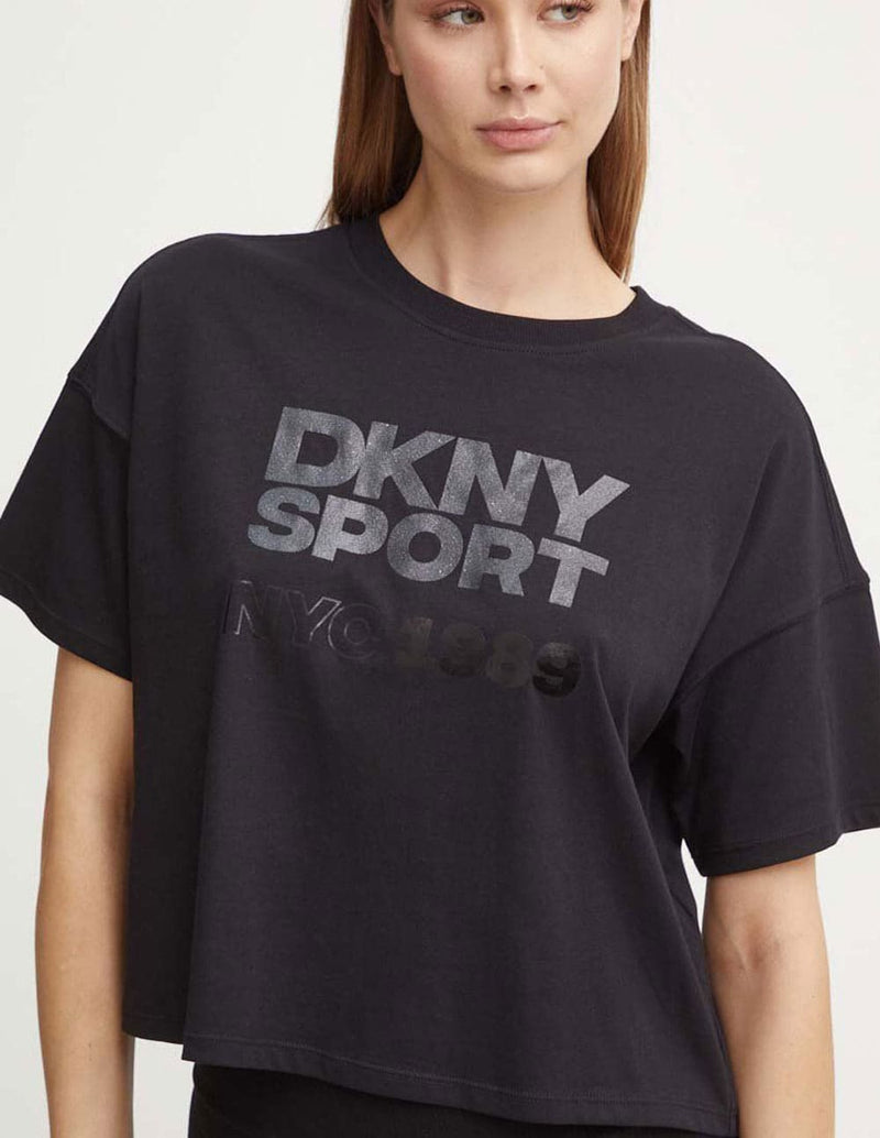 Camiseta Donna Karan con Logo Negra Mujer