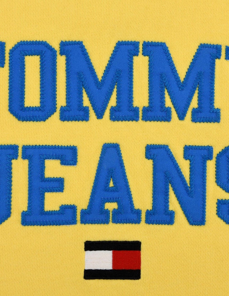 Sudadera Cortita Tommy Jeans de Manga Corta Amarilla y Azul Mujer