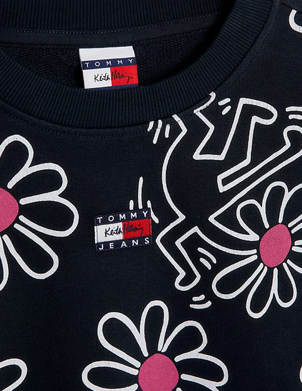 Sudadera Tommy Jeans x Keith Haring Flower Print Gris Oscura Mujer