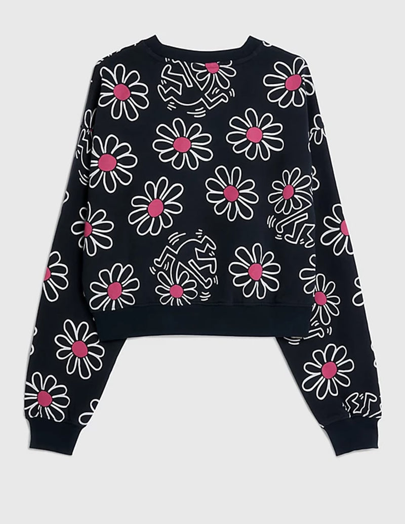 Sudadera Tommy Jeans x Keith Haring Flower Print Gris Oscura Mujer