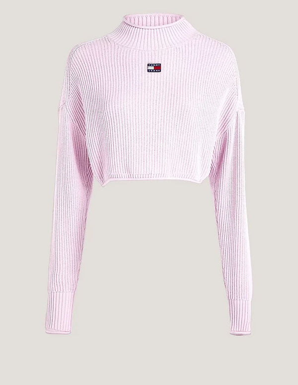 Jersey Tommy Jeans Cropped con Parche Rosa Mujer