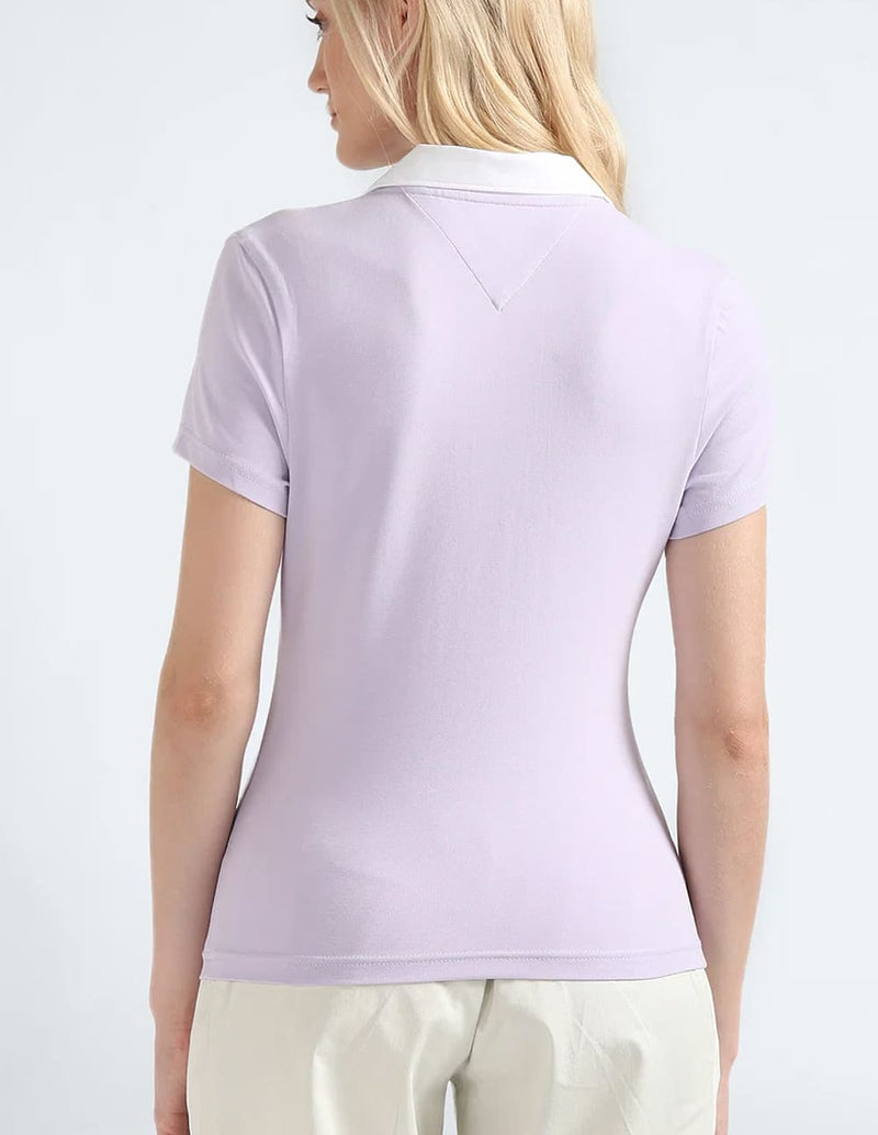 Polo Tommy Jeans con Logo Morado Mujer