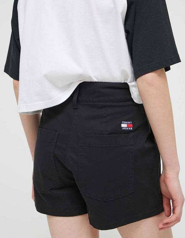 Pantalón Corto Tommy Jeans con Logo Negro Mujer