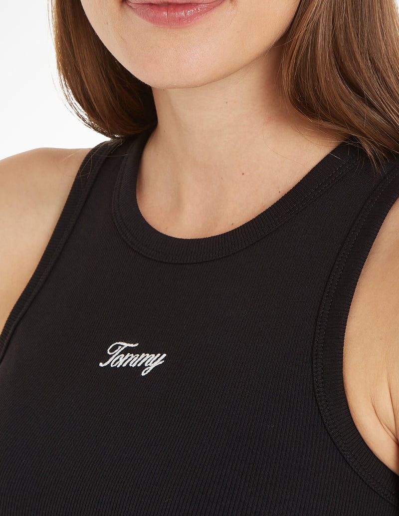 Camiseta Tommy Jeans con Logo Negra Mujer