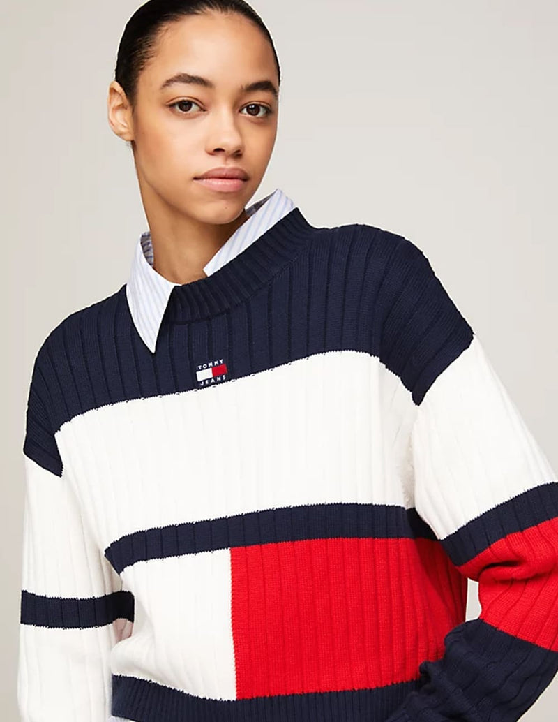 Jersey Tommy Jeans Cropped Colorblock Multicolor Mujer