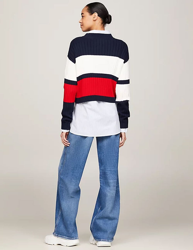 Jersey Tommy Jeans Cropped Colorblock Multicolor Mujer