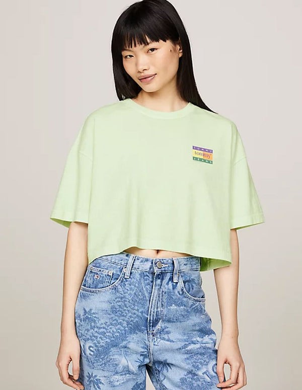 Camiseta Tommy Jeans con Logo Trasero Verde Mujer