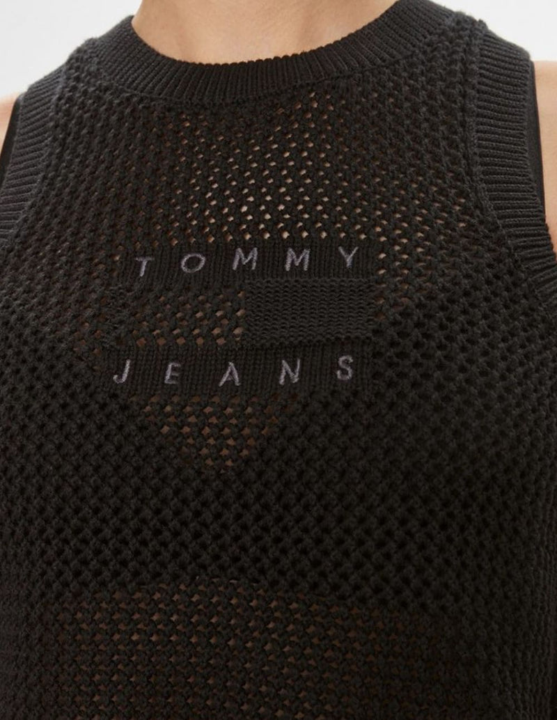 Camiseta Tommy Jeans Cropped Calada Negra Mujer