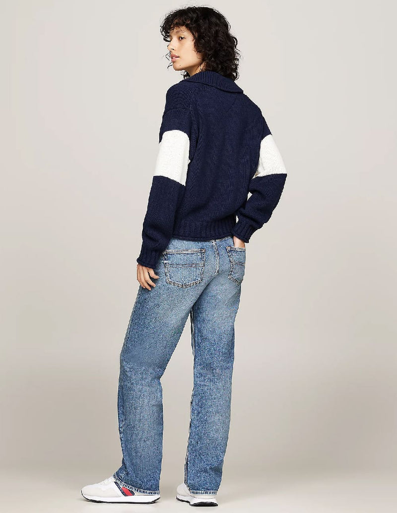 Jersey Tommy Jeans Color-Block Azul Marino Mujer