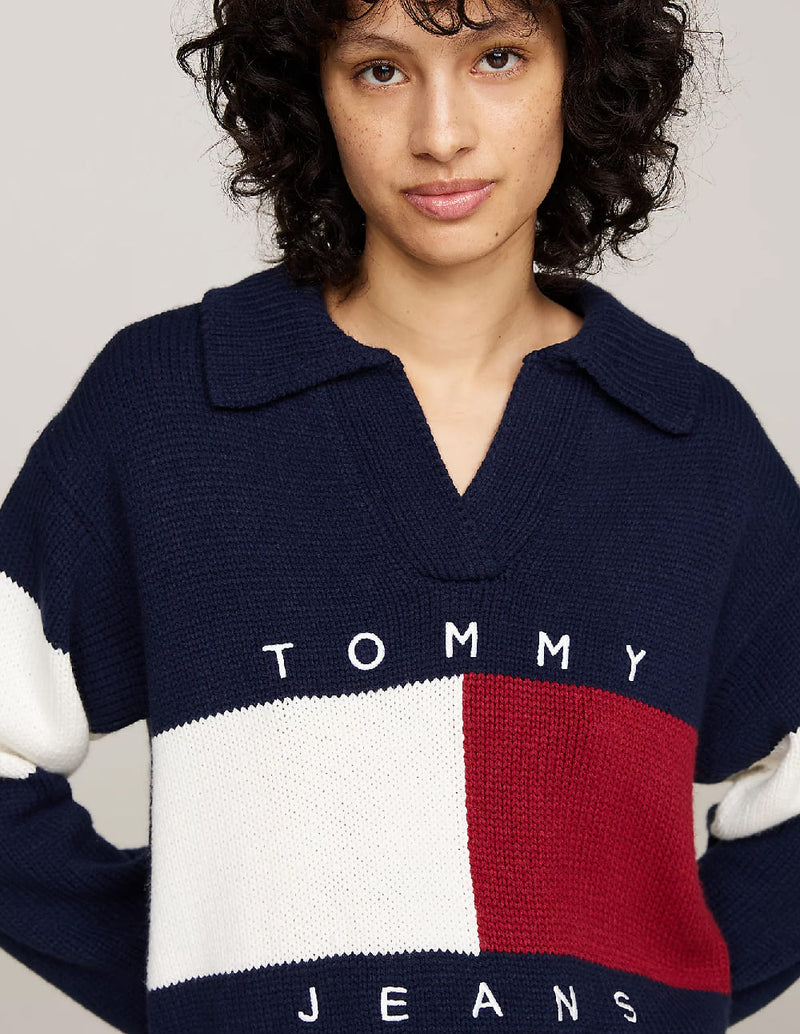 Jersey Tommy Jeans Color-Block Azul Marino Mujer