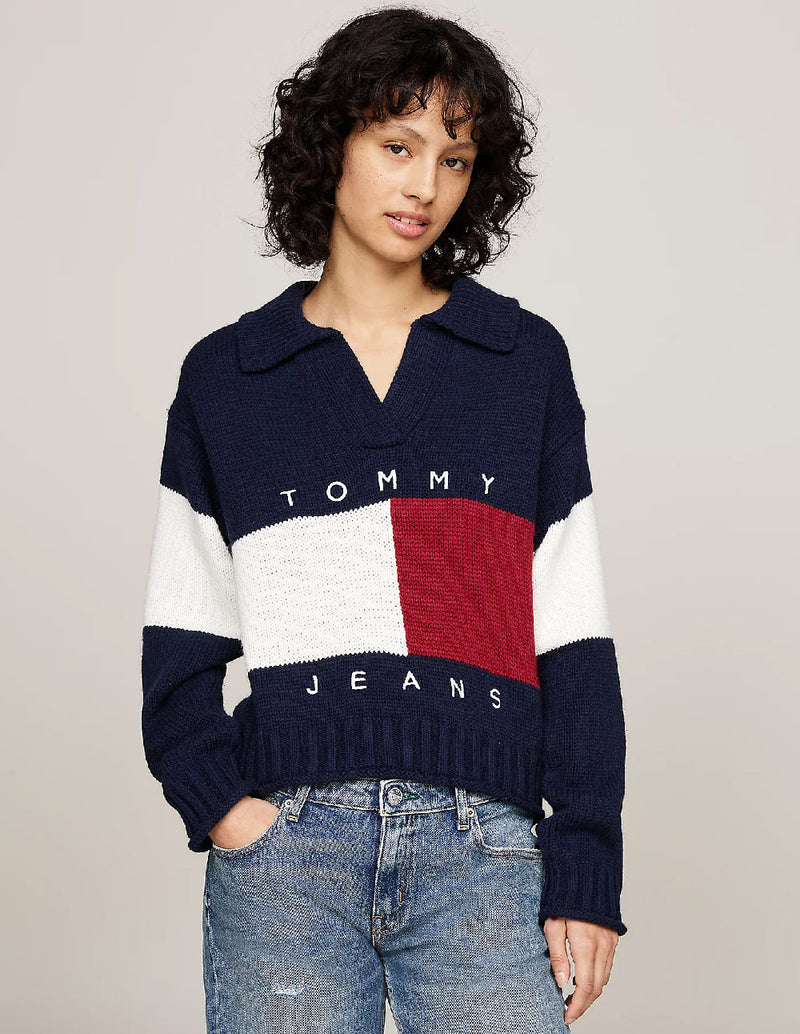 Jersey Tommy Jeans Color-Block Azul Marino Mujer