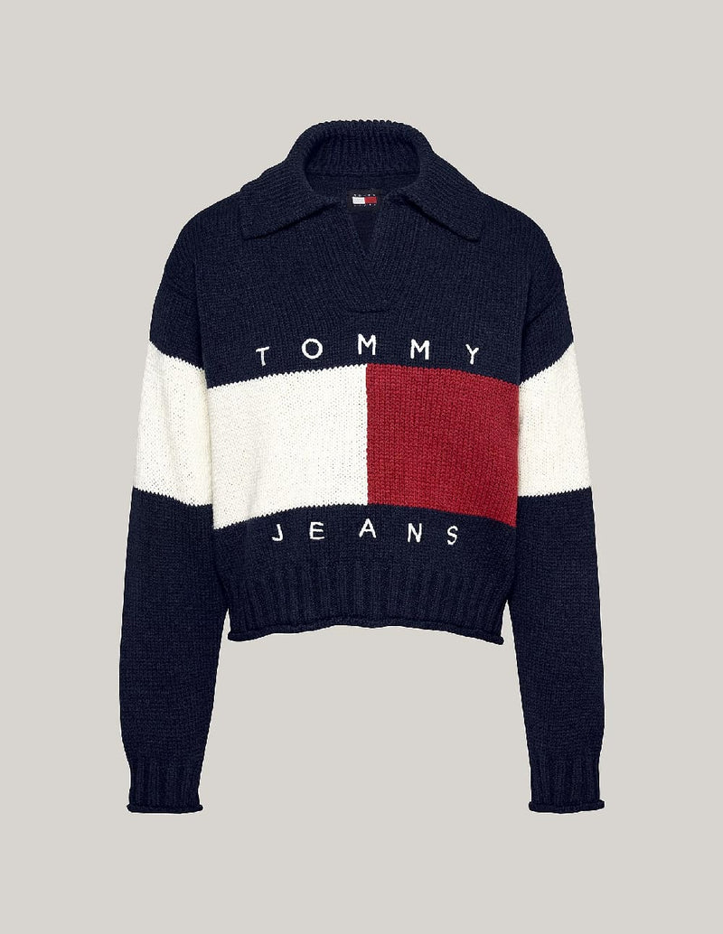 Jersey Tommy Jeans Color-Block Azul Marino Mujer