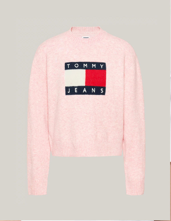 Jersey Tommy Jeans de Melánge de Lana Rosa Mujer