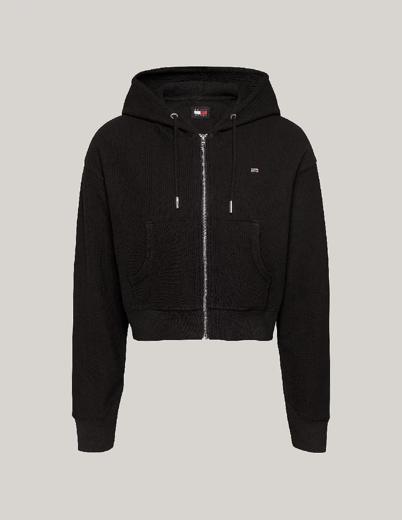 Sudadera Tommy Jeans con Capucha y Cremallera Negra Mujer