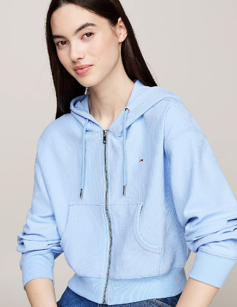 Sudadera Tommy Jeans con Capucha y Cremallera Azul Mujer